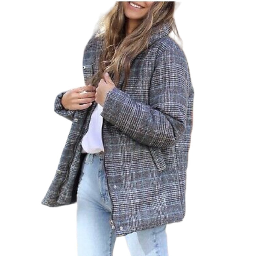 NWOT! Something Navy Plaid Puffer Jacket. Size XXS.